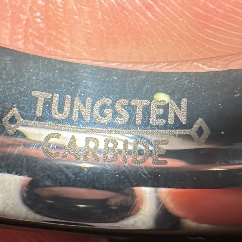 Tungsten Carbide Men's Ring - Silver I’m not sure about the size  it’s between 8